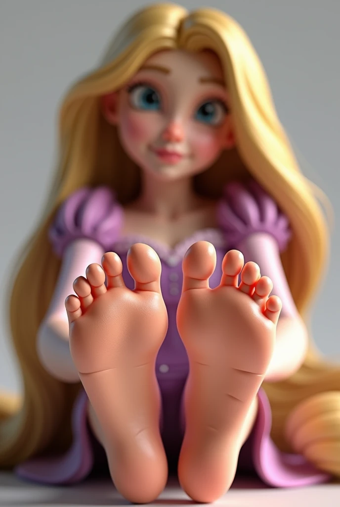 Show me Rapunzel from Disney 3D showing the soles of her feet
