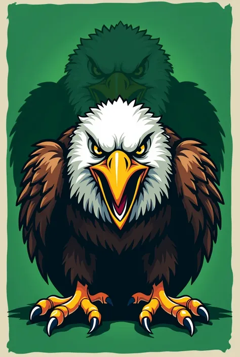 Create a logo for challengers team with angry eagle and with background eagle copyin green colour 