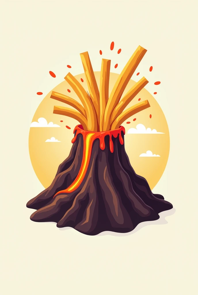 Logo with a volcano and french fries 