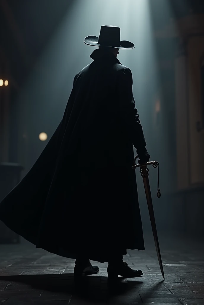 Give me a picture of Zorro standing from behind
Solo, High Quality, 