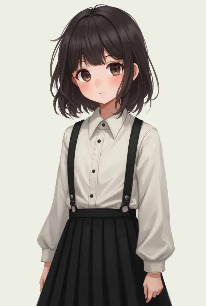 young girl wearing a black skirt and white shirt