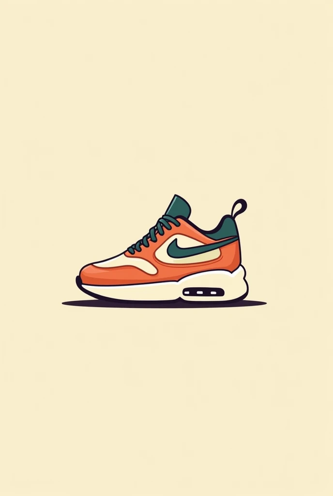 Logo with just one sneaker. Background beige. High resolution,  masterpiece , Necessary,  best quality , HD model,  tall details, Ultra HD, cartoon style 