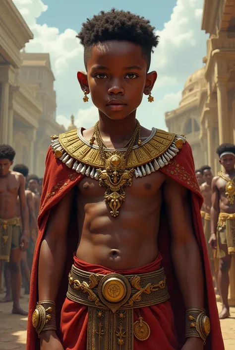 Mini boy ,  African king, muscular 