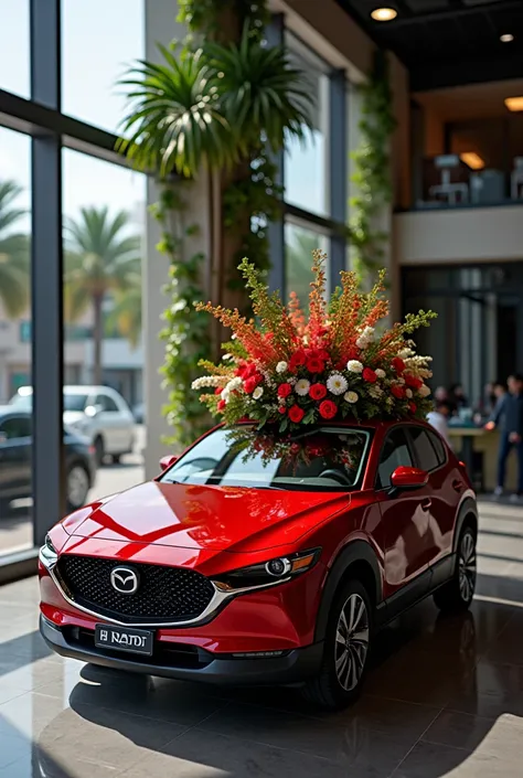  A centerpiece with the following information :
(Mazda )
MIaMI
MESa RESERVaDa PaRa:
JULIaNa aND MaRLON G.
 Mazda Miami thanks you for your purchase choice ,  and cordially welcomes this select group called the Mazda U Family.S.a.
Esperamos disfrute de su M...