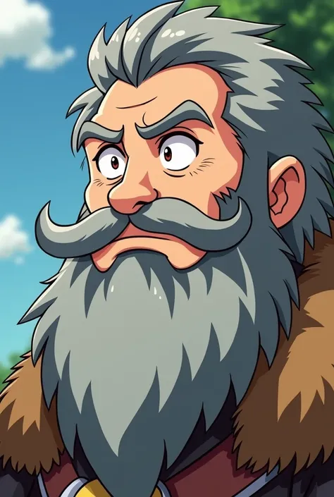  a close up of a cartoon character of a Viking with a beard,  concept art by Miyazaki , Reddit, sosaku feito, anato find spreadsheet!!, gawr gura, Hidetaka Miyazaki, mamoru hosoda, avatar image, barbarian,  Hagrid in cute anime style ,  gray hair, find spr...