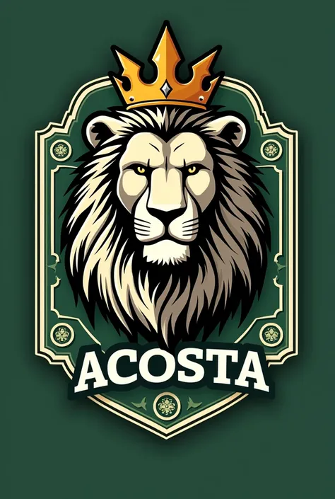  Create a logo for a barbershop with a lion with a crown and a 100 bill in the background$ And that on top of the bill it says Acosta 