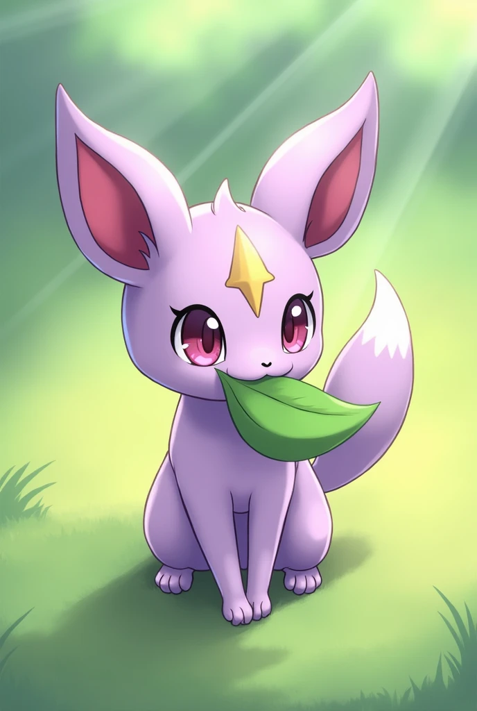 Espeon pokemon munching a leaf cute