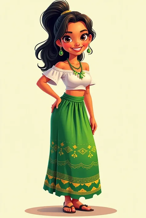 Cartoon of a woman wearing a green skirt from Panama