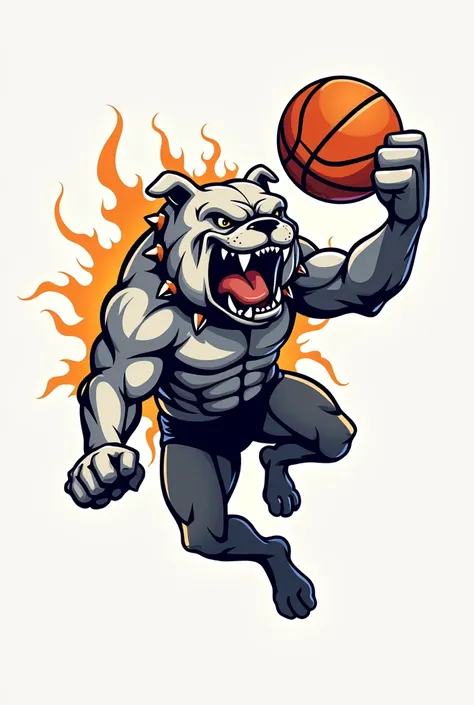 Bulldogs basketball academy logo  ,  the logo can be a bulldogs dog exploding a ball with one of its legs  