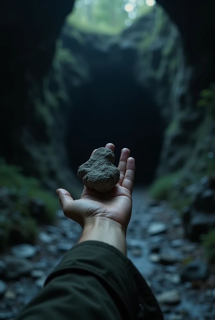 In an attempt to retrieve it, he threw a stone into a cave, expecting to hear the sound of rock against rock.