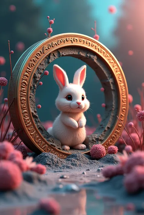 Cryptocurrency  +  Bunny token in a room Inside a token in the same corner 