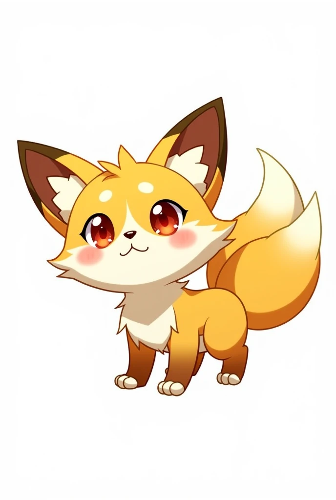 Pet Name :  Kitsumaru
Type :  Two-Tailed Fox
Height : 0, 7 meters
Weight :  12 kg
Appearance :  Kitsumaru is a small fox with two tails ,  a bright orange coat with white markings on her face and paws.  Her eyes are red with a faint glow ,  and chakra rune...