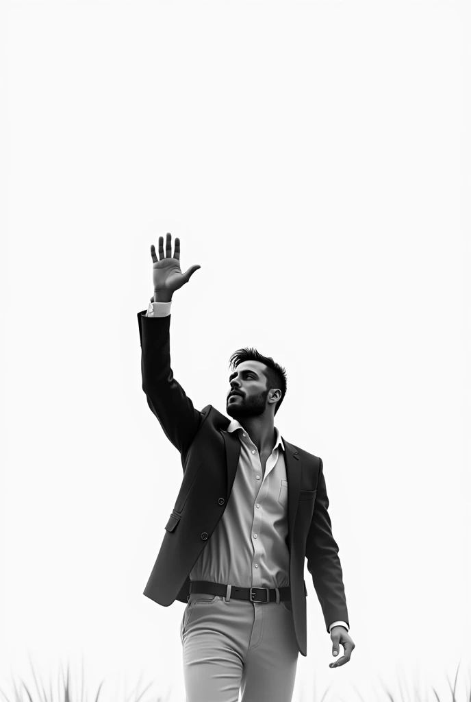 Logo of a man raising his hand to the sky 