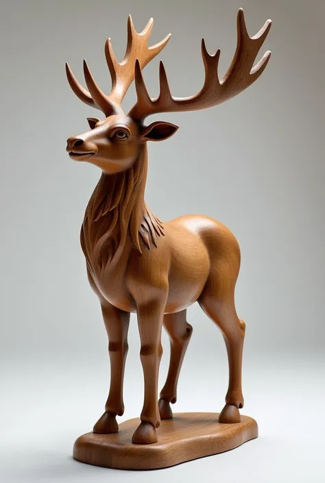 realistic hand carved wooden reindeer