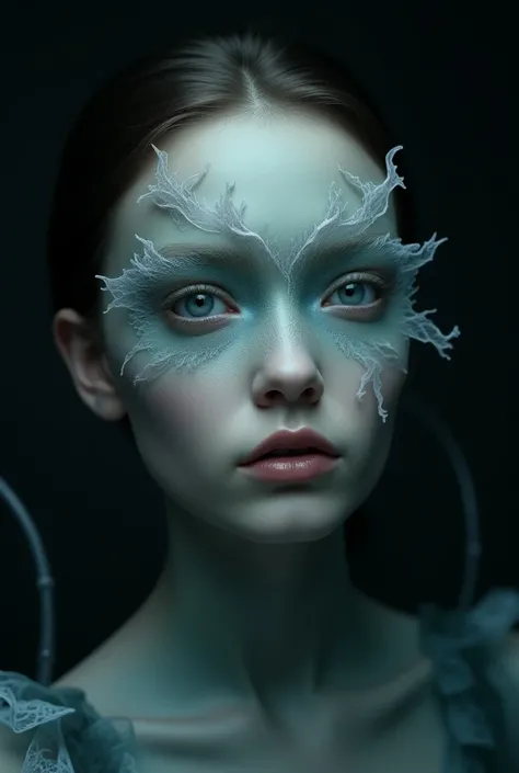 Creative makeup for girls with a ghost mantis theme