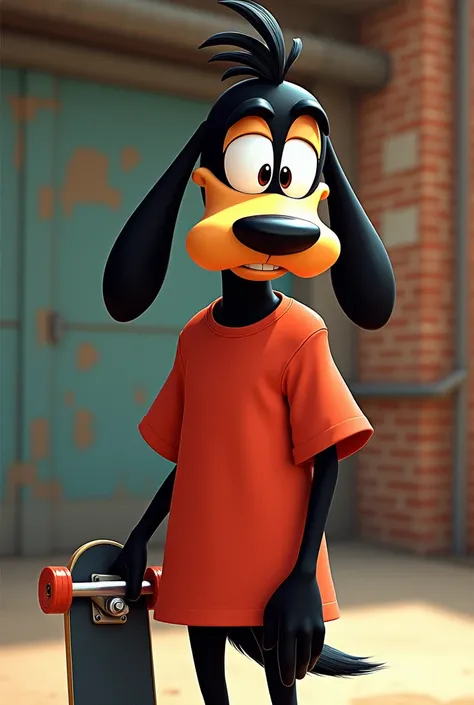 Max, Son of Disneys Goofy. He has a youthful appearance ,  has a tuft above his head and always has a skateboard in his hand. wears loose clothing.
 This character is a young anthropomorphic canine with striking cartoon features.  He has long, black ears t...