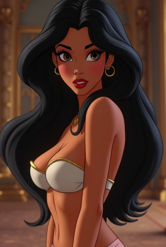 Stunning Princess Jasmine Nude, 8k photo, in action,  photo.