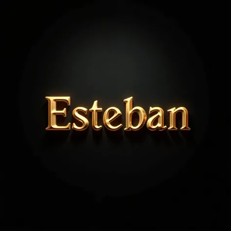 Create realistic logo with Esteban lettering in gold color and with a black background