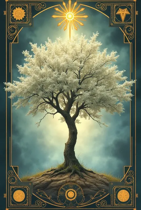 Acacia tarot card with esoteric signs