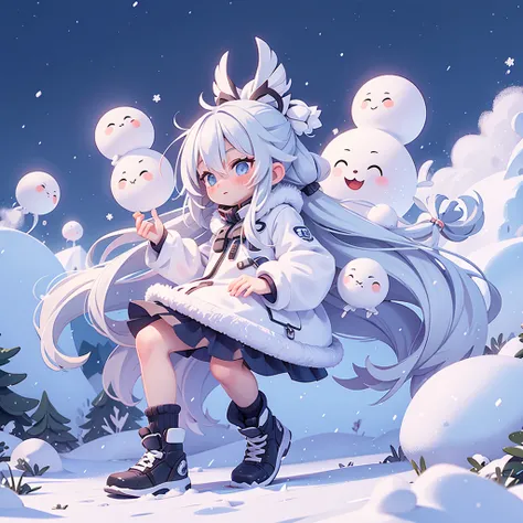 Hokkaido　snow　 Personification　  silver hair　Long Hair
