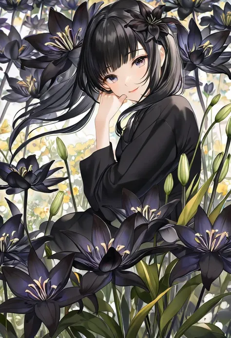 Black lily flowers in full bloom