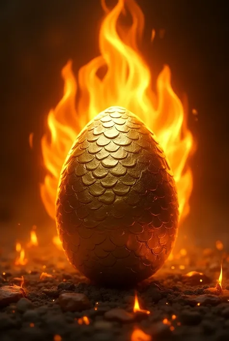  Golden dragon egg logo with. Fire icon behind  
