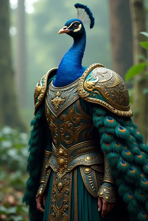 Peacock in soldiers armor 