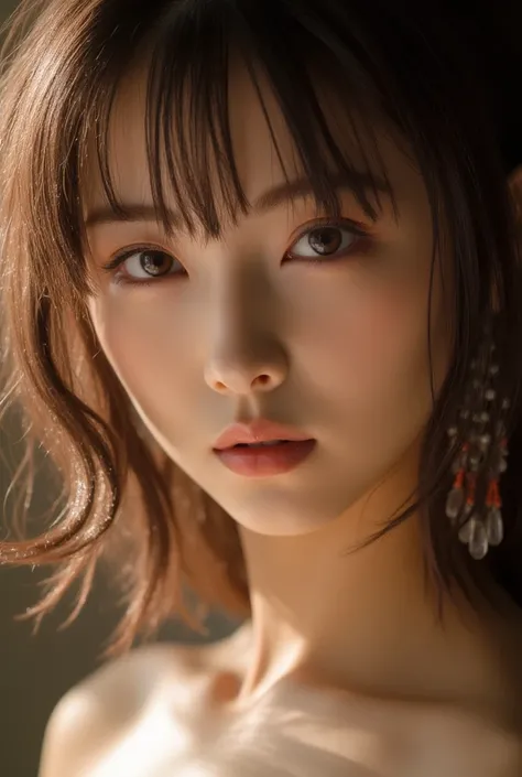 a beautiful detailed japanese woman, nearly nude, sexy pose, large breasts and butt, 20 years old, (best quality,4k,8k,highres,masterpiece:1.2),ultra-detailed,(realistic,photorealistic,photo-realistic:1.37),beautiful detailed eyes,beautiful detailed lips,e...