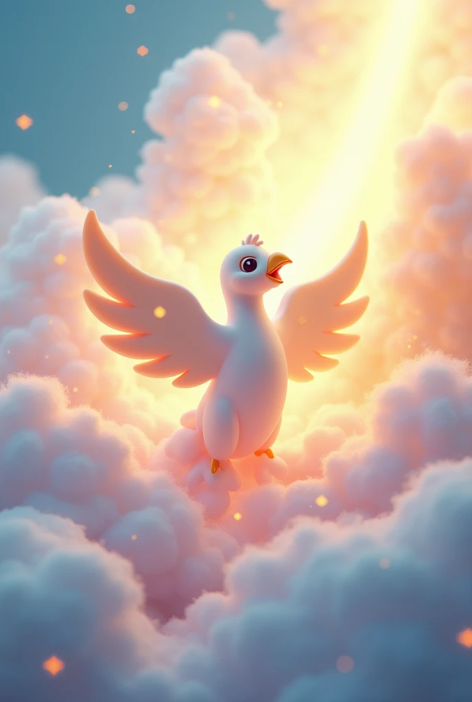 hello! Create for me a 3D cartoon image of the symbol of the Holy Spirit of God with surrounding ren