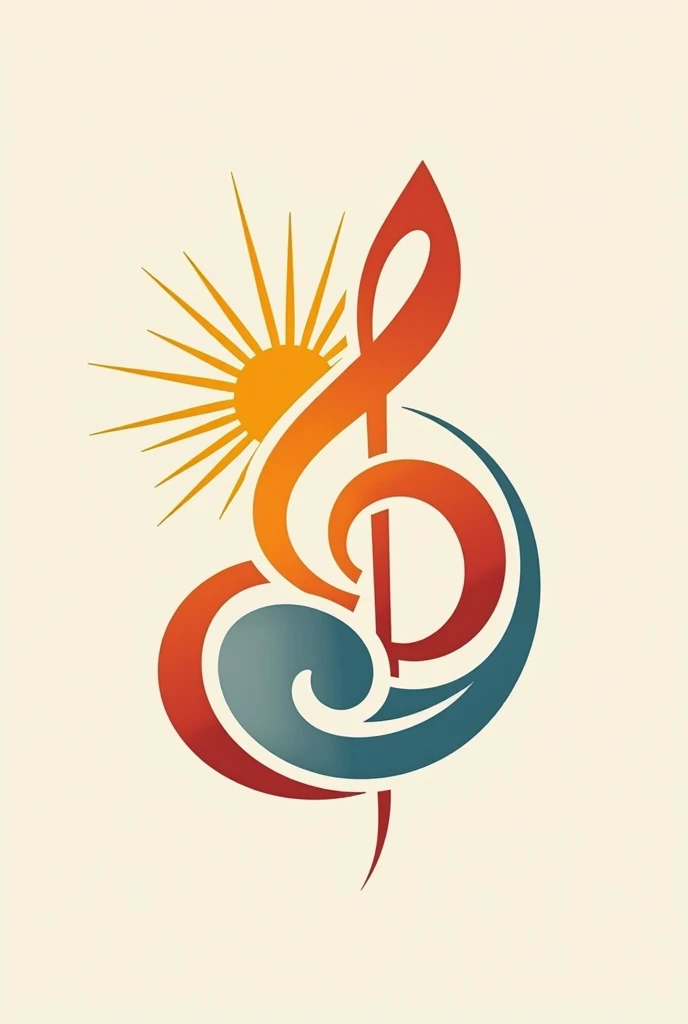 Create a musical logo mixing the clef of the sun with the clef of the f