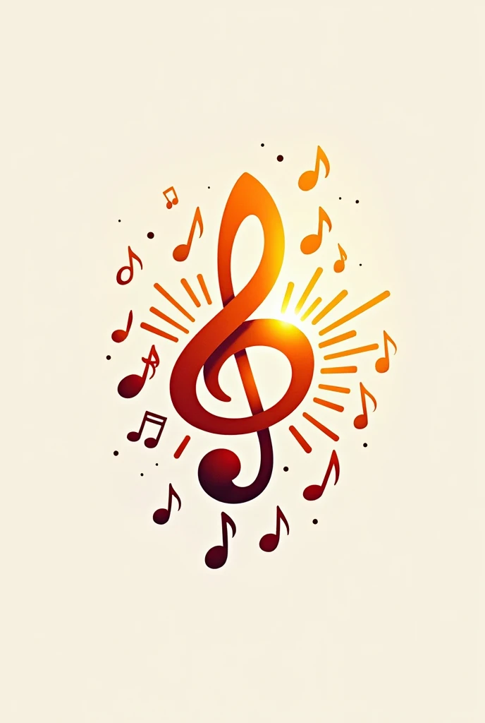 Create a musical logo with the clef of the sun and the clef of f on top with musical notes