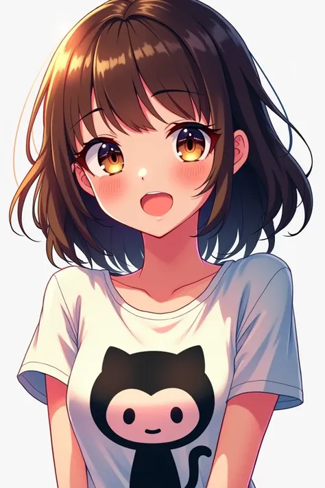 Anime brunette girl with github tshirt
