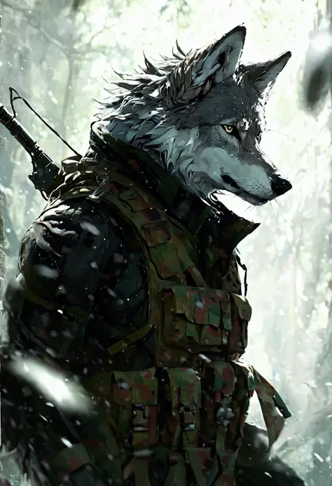 Wolf as soldier hybrid 

