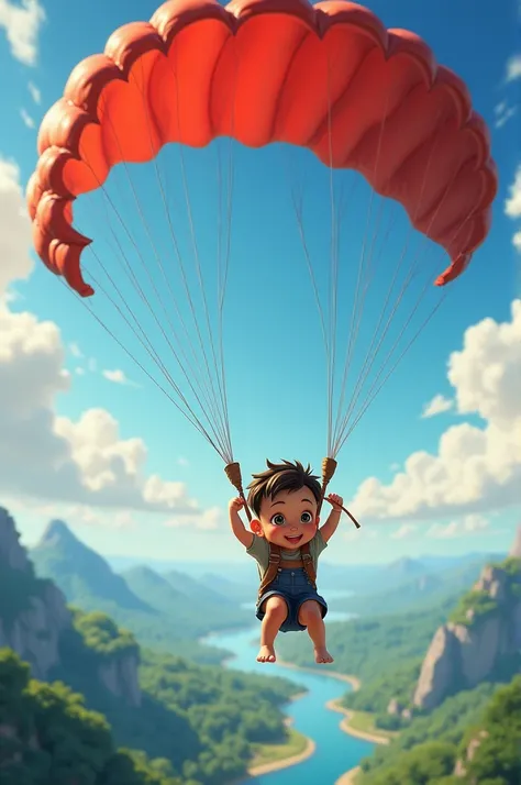 Boy in a parachute
