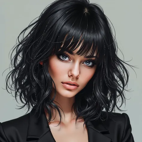 black hair with silver highlights