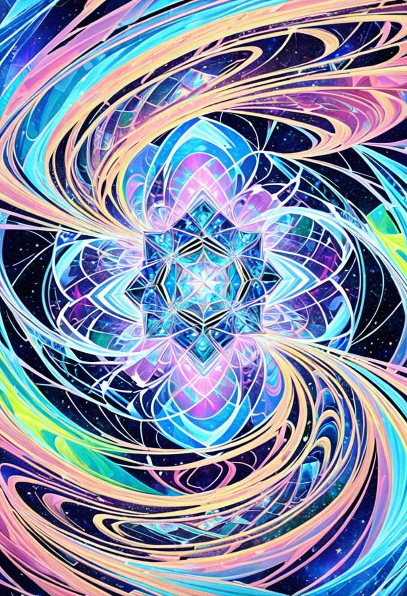 cool beauty, background fusion of holograms and Aurora Diamond Vision, swirls, spirals, fault lines