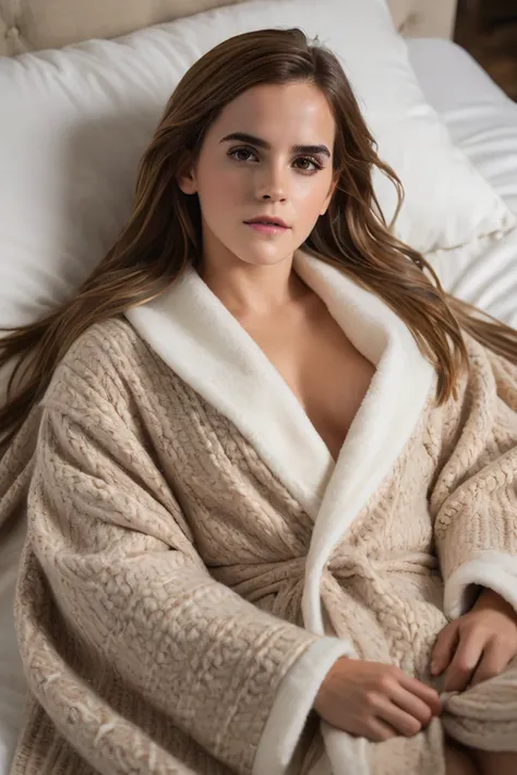 Emma Watson, horny face, long straight hair, sexy, lying on the bed, half blanket, lips slightly open, eyebrows furrowed, Big Breasts, (regarder la caméra:1.35), (Long Straight Hair), realistic skin, realistic, (photorealistic:1.4), mannequin, Soft light, ...