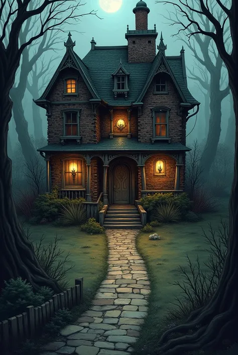 Assemble a map of a house with a spooky theme
