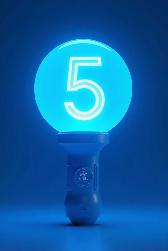 um Lightstick de kpop azul,  with a 5 inside the ball , with the logo 5tyle , realistic art 