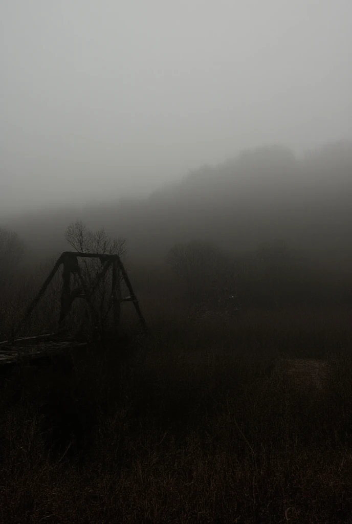 old bridge that looks like its about to fall apart, dark and eerie atmosphere shrouded in thick fog, foggy filter effects, contrasts of light and shadow, 2.5D, artistic photography, hyper realistic, digital graphic CG, BREAK ultra detailed, absolutely reso...