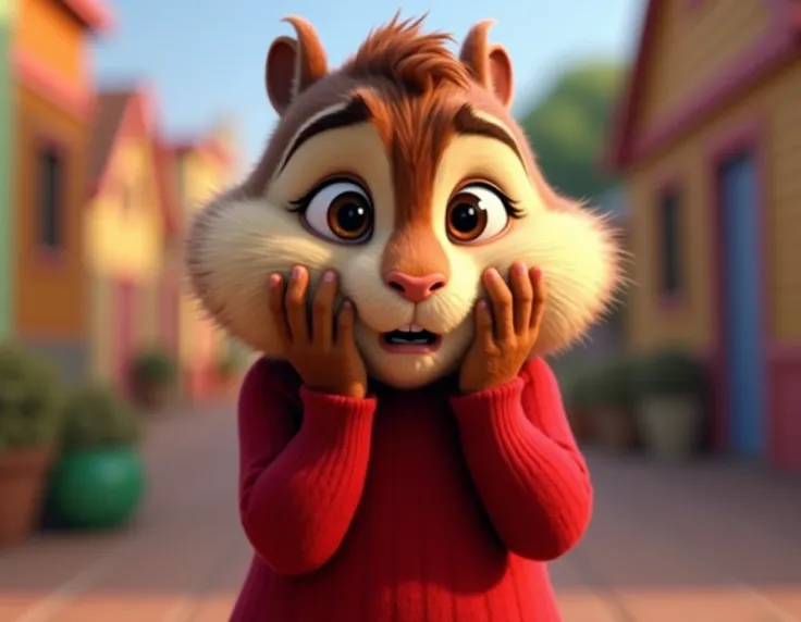  Alvin from the Chipmunks movie, 4K,  cartoon style, Frightened with my hands on my cheek