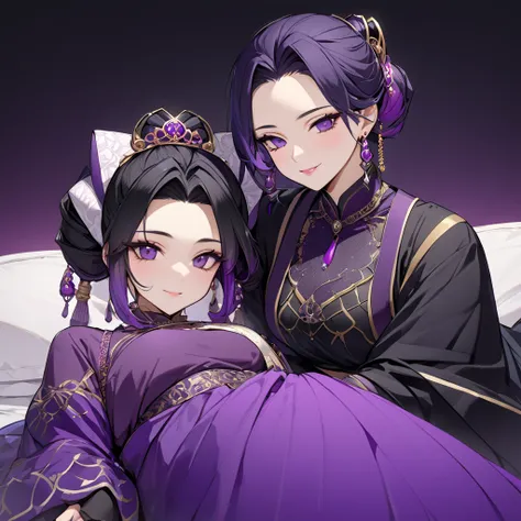 The mistress of a Saudi Arabian millionaire has beautiful black hair, Kocho Shinobu, a purple gradation color, wears a gorgeous, and gorgeous Saudi Arabian dress, and they happily snuggle up and love each other on a luxurious bed with an old Saudi Arabian ...