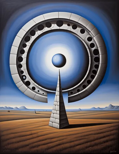 Cubist artwork in the style of rafal olbinski,rafal olbinski style, (art by Josef Capek:0.8) and (Alan Kenny:1.0) , painting, Fascinating ([Stargate|Barn]:1.3) , detailed with Western patterns, masterpiece, fauna and Beehive background, Realistic, Regret, ...