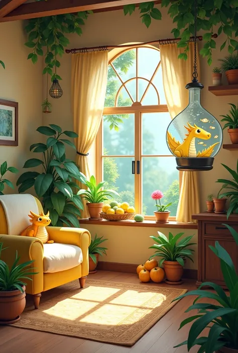 Hufflepuff Harry Potter vibes aesthetic deco room plants and dragons, header style. Beige, brown, withe and yellow. Flowers, yellow little dragon. Sun lights in a Windows.  Beige color, brown warm. Twt header large. 1500 px and 500 px.
Plants in the wall. ...