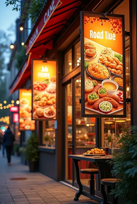 Images of food banners, That hes outside a store