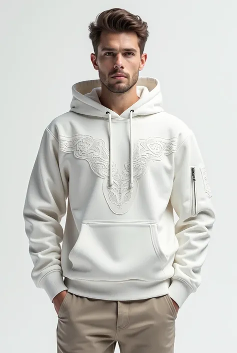 Make luxury design on white hoodie for mans