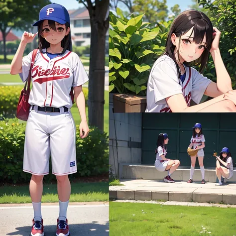 Drink too much water and pee
Womens white uniform baseball Hamada Mei beautiful girl realistic urine