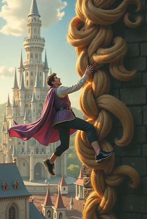  I need the prince to fall because the braid (giant)to break , Trying to climb Rapunzels tower. Make the braid look broken