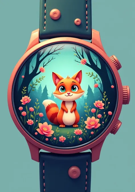 make another design watch face with cartoon and aesthetic