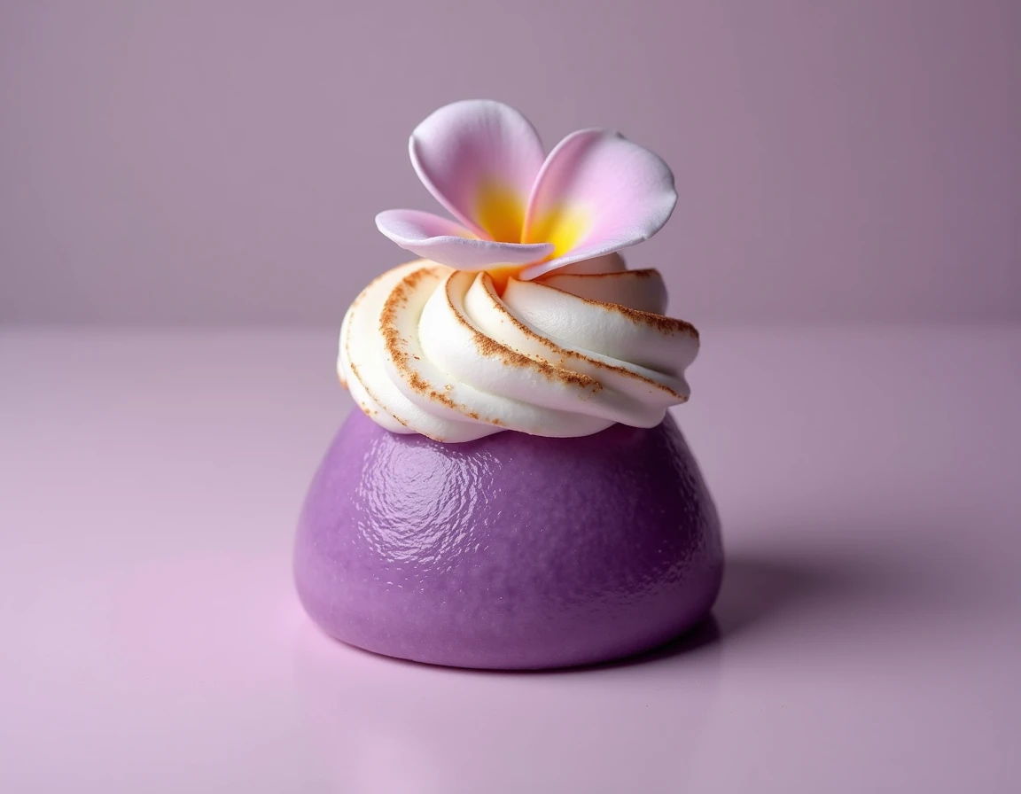  Sigh of purple chicha  :  creamy dessert made with the essence of purple corn,  evaporated and condensed milk ,  infused with cinnamon and cloves .  We crowned it with a light and sweet meringue 